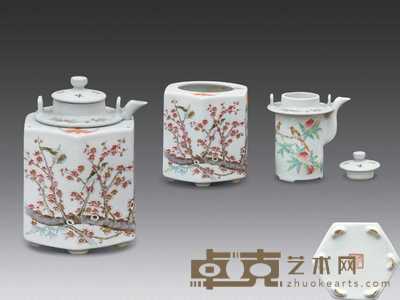 民国 粉彩花鸟套壶 高17cm